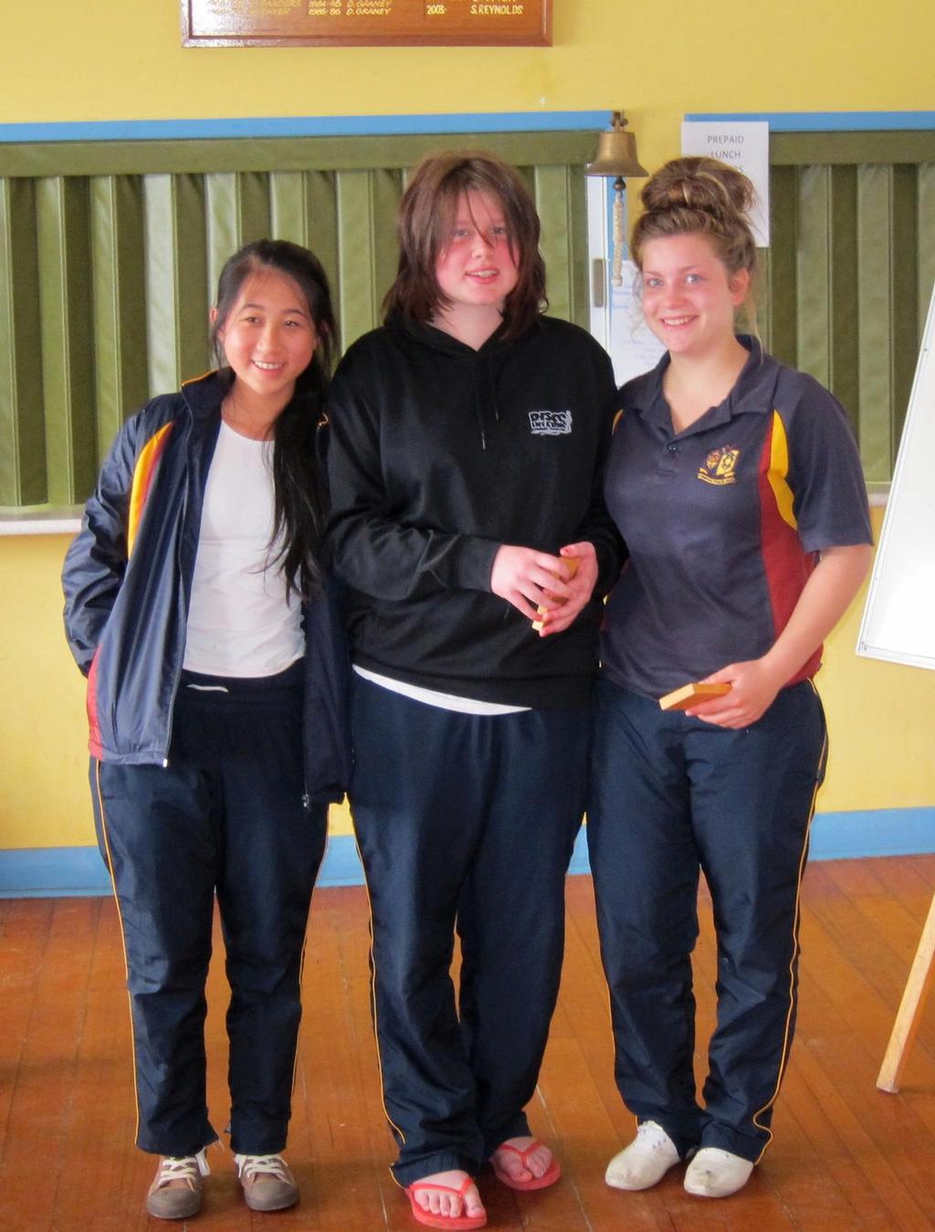 Handicap Winners (L-R) Yaya Mackeddie, Chloe Jones & Nicole Erwin - 2013 MacIntyre Cup for Mirrors photo copyright John Davey taken at  and featuring the  class