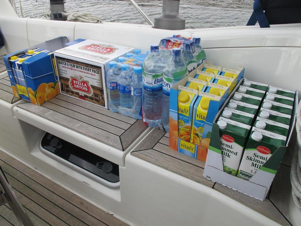 Provisions being loaded on to Distant Shores II before an offshore passage from England to Madeira © Sheryl Shard