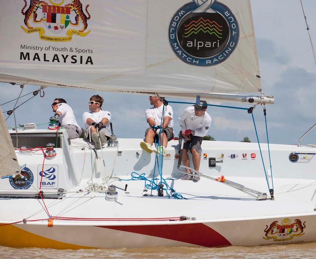 Vannes Agglo Sailing Team at the Monsoon Cup Cup, Malaysia, the final round of the Alpari World Match Racing Tour. 

The Alpari World Match Racing Tour (AWMRT) is the leading professional sailing series featuring six World Championship events across the globe, sanctioned by the International Sailing Federation (ISAF).

This image is free for editorial use and must be credited: AMWRT/onEdition
For all media enquiries please contact: Vicky Pounds vickypounds@wmrt.com Tel: +44 (0)7921 020845

If yo photo copyright onEdition http://www.onEdition.com taken at  and featuring the  class