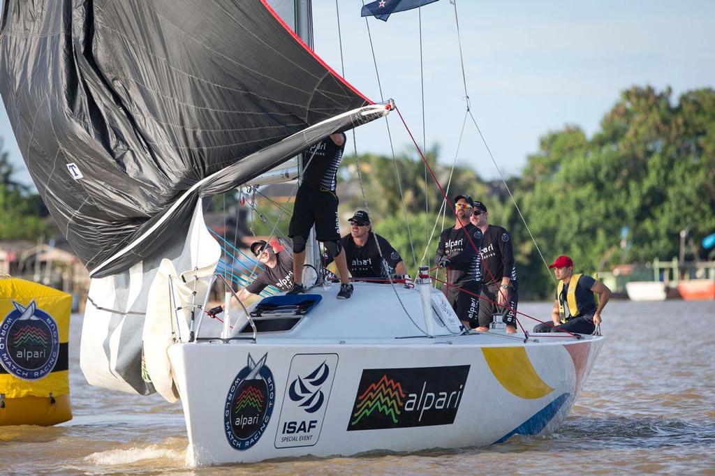 Team Alpari FX racing on Day 2 of the Monsoon Cup, Malaysia, the final round of the Alpari World Match Racing Tour. ©  OnEdition / WMRT http://wmrt.com/