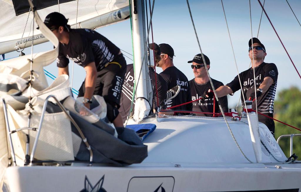 Team Alpari FX racing on Day 2 of the Monsoon Cup, Malaysia, the final round of the Alpari World Match Racing Tour.<br />
 ©  OnEdition / WMRT http://wmrt.com/