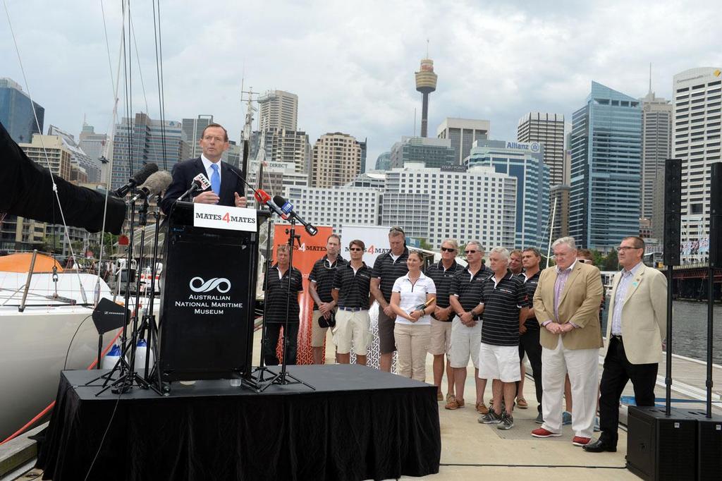 PM and yacht crew, plus a couple of RSL Queensland reps on the right (CEO Chris McHugh in red shoes and State President Terry Meehan) photo copyright  Delly Carr / Sportshoot http://www.sportsphotography.com.au/ taken at  and featuring the  class