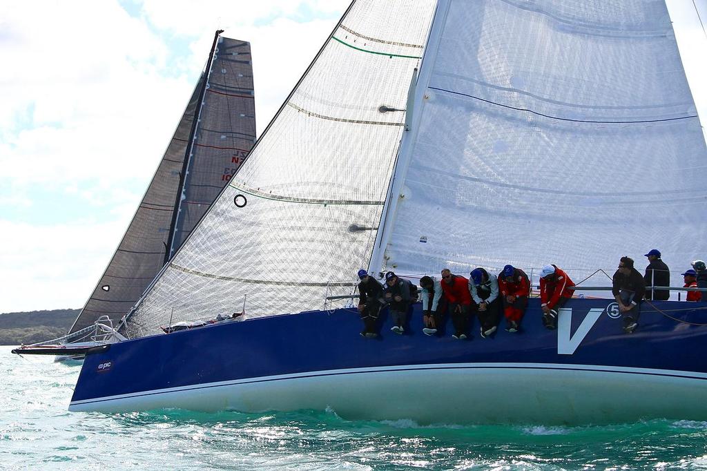 TP52 V5 (David Nathan) with Wired to leeward - Start of Coastal Classic 2013, Waitemata Harbour, October 25, 2013 photo copyright Richard Gladwell www.photosport.co.nz taken at  and featuring the  class