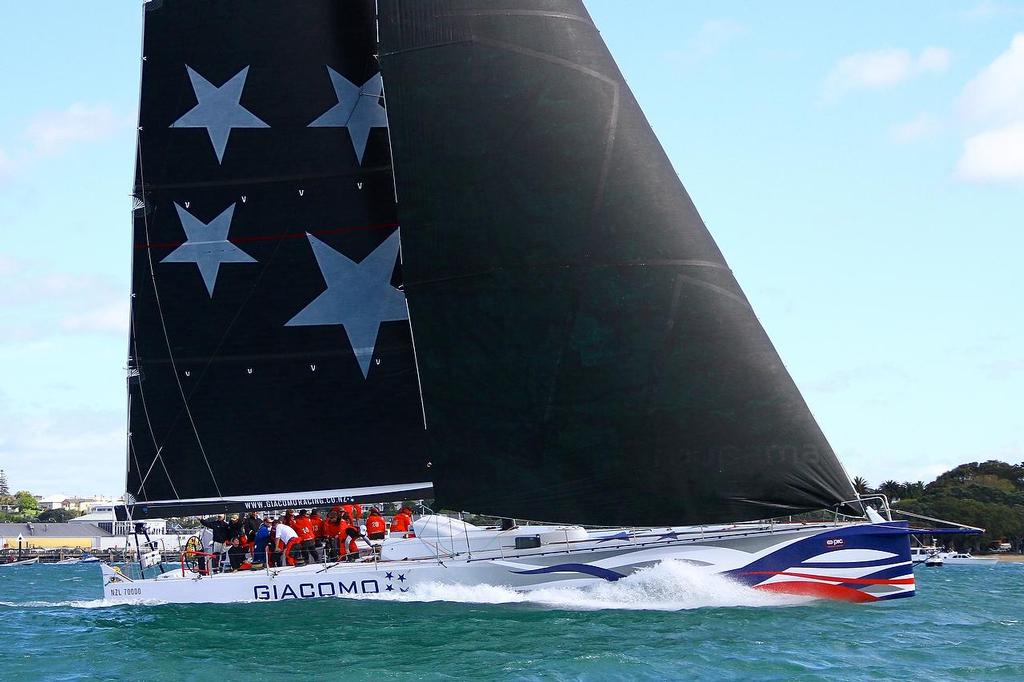 Giacomo (Volvo 70) (Jim Delegat) - Start of Coastal Classic 2013, Waitemata Harbour, October 25, 2013 photo copyright Richard Gladwell www.photosport.co.nz taken at  and featuring the  class