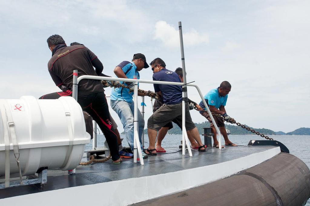 Raja Muda Selangor International Regatta 2013. Pangkor-Penang Race. Yo ho ho and up comes the anchor. photo copyright Guy Nowell / RMSIR taken at  and featuring the  class