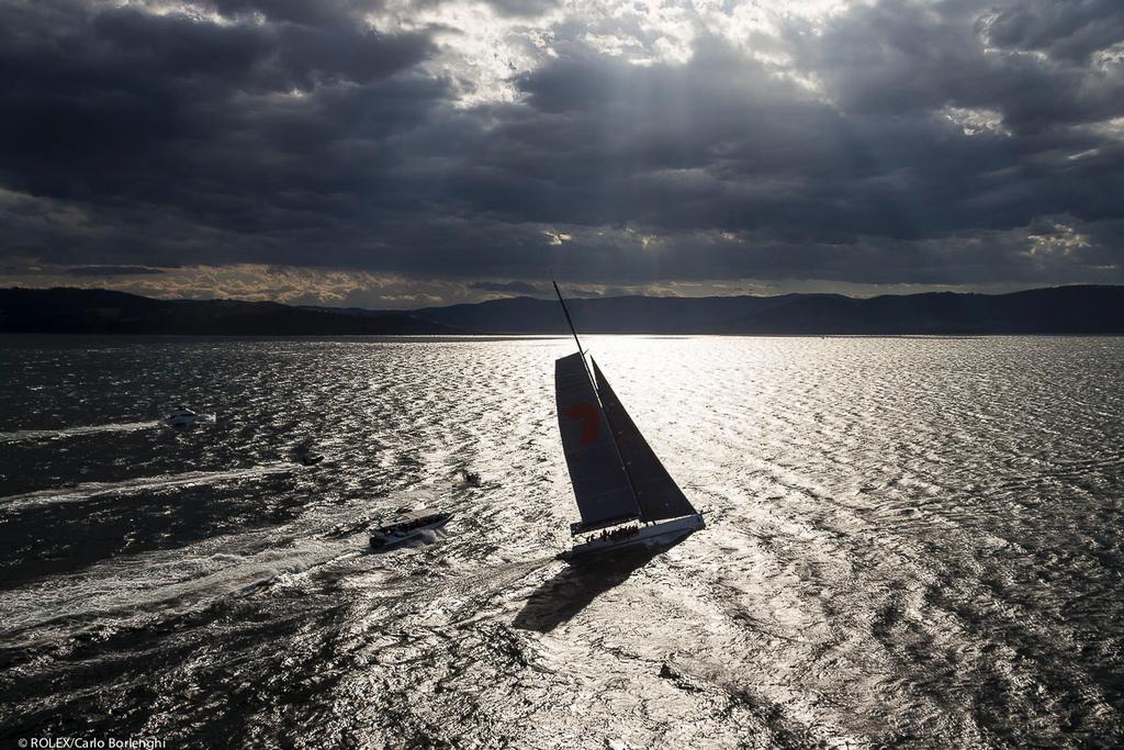 Wild Oats XI tackles the Derwent River on her way to a seventh Line Honours photo copyright  Rolex / Carlo Borlenghi http://www.carloborlenghi.net taken at  and featuring the  class