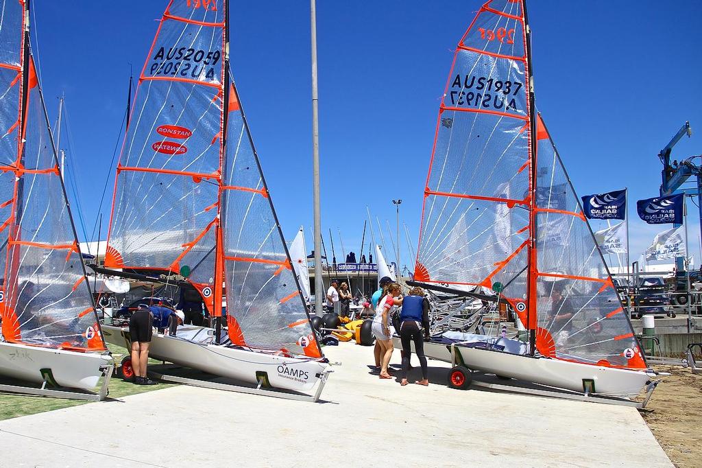 29ers prepare for Sail Melbourne , 2013 - ISAF World Sailing Cup, Round 1- Day 0 photo copyright Richard Gladwell www.photosport.co.nz taken at  and featuring the  class