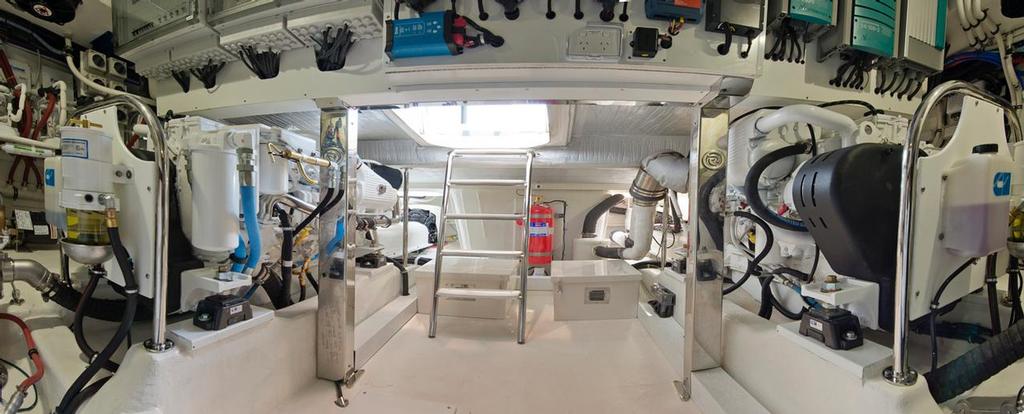 The 515 SUV has an impressive engine room to house the twin Cummins QSC Zeus 600 pod drives photo copyright Riviera . http://www.riviera.com.au taken at  and featuring the  class