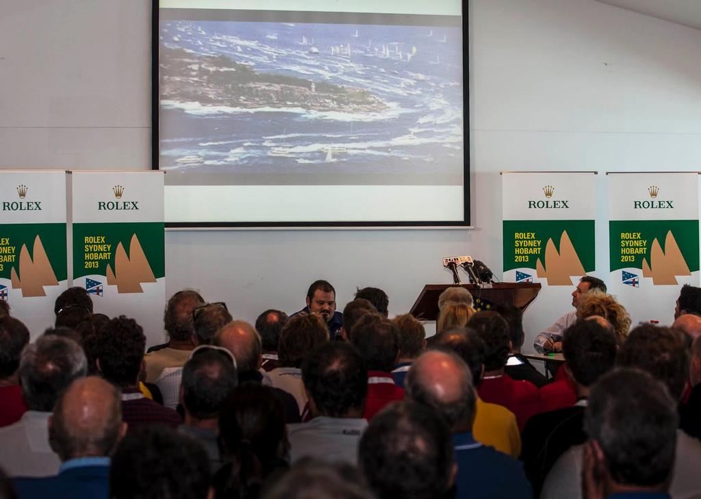 The scene at the race briefing this morning. Rolex Sydney to Hobart 2013 photo copyright  Rolex/Daniel Forster http://www.regattanews.com taken at  and featuring the  class