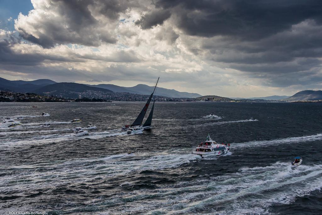 Wild Oats XI tackles the Derwent River on her way to a seventh Line Honours photo copyright  Rolex / Carlo Borlenghi http://www.carloborlenghi.net taken at  and featuring the  class