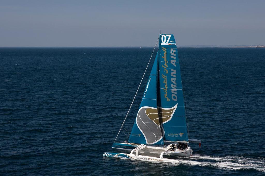 The Oman Air MOD70. Skippered by Sidney Gavignet  (FRA) with team mates Thomas LeBreton (FRA), Fahad Al Hasni (OMA), Neal McDonald (GBR),Damian Foxall (IRL), Mohsin Al Busaidi (OMA), Ahmed Al Hassani (OMA) and Giles Favennec (FRA) © Lloyd Images