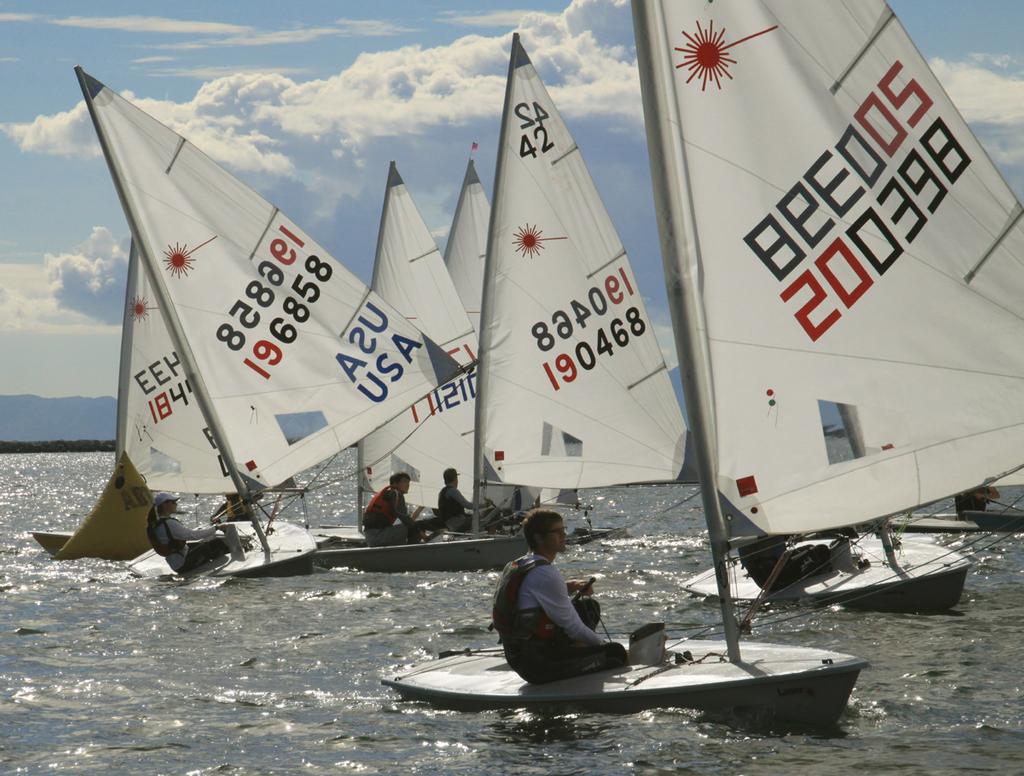 Ryan Hopps of Mission Bay YC leads Laser Radials  - Turkey Day Regatta 2013 photo copyright Rich Roberts taken at  and featuring the  class