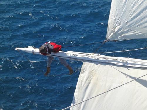 6. Captain Barbara Campbell takes to the rig. - Disabled Tall Ship sailing - Lord Nelson - Image: Philippa Williams © SW