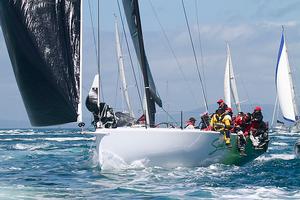 Simply Fun cleared the fleet early to lead them out of Port Phillip Heads - ORCV Melbourne to Launceston / Hobart Yacht Race starts photo copyright Teri Dodds http://www.teridodds.com taken at  and featuring the  class