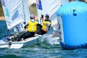 Medal race - 470 M / Mathew Belcher & Will Ryan (AUS) GOLD - 2013 ISAF Sailing World Cup - Melbourne photo copyright Jeff Crow/ Sport the Library http://www.sportlibrary.com.au taken at  and featuring the  class