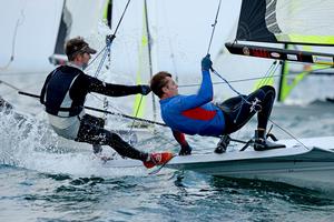 49er / Steven MORRISON & Chris GRUBE (GBR) - 2013 ISAF Sailing World Cup - Melbourne photo copyright Jeff Crow/ Sport the Library http://www.sportlibrary.com.au taken at  and featuring the  class