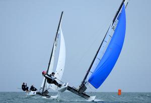 Nacra17 /Darren BUNDOCK & Nina CURTIS (AUS) - 2013 ISAF Sailing World Cup - Melbourne photo copyright Jeff Crow/ Sport the Library http://www.sportlibrary.com.au taken at  and featuring the  class