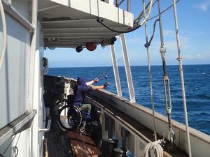 7. Otis goes fishing - with success! - Disabled Tall Ship sailing - Lord Nelson - Image: Philippa Williams photo copyright SW taken at  and featuring the  class