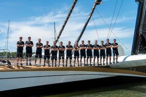 The maxi trimaran Spindrift 2 crew. photo copyright Chris Schmid/Spindrift Racing taken at  and featuring the  class