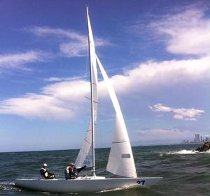 Etchells National Championship 2013, the winning Triad team head home. Now it&rsquo;s the battle for second and third photo copyright Bronwen Ince taken at  and featuring the  class