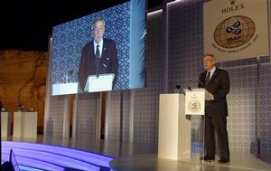 HM King Constantine during speech at the 2013 ISAF Rolex World Sailor of the Year Awards Ceremony photo copyright  Rolex/ Kurt Arrigo http://www.regattanews.com taken at  and featuring the  class