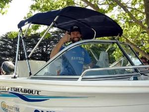 Justin Seabrook was happy to win this prize photo copyright Jarrod Day taken at  and featuring the  class
