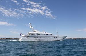 A Megayacht glides along effortlessly in the sun - as it should be... photo copyright  John Curnow taken at  and featuring the  class