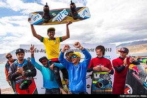 Men's podium - 2013 PKRA Kitesurf World Cup Argentina photo copyright  Toby Bromwich / PKRA http://prokitetour.com/ taken at  and featuring the  class