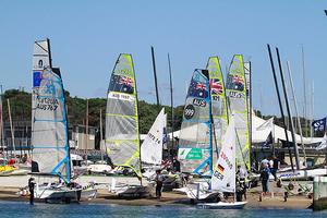 Final preparations for the elite ISAF crews - ISAF Sailing World Cup - Sail Melbourne 2013 photo copyright Teri Dodds http://www.teridodds.com taken at  and featuring the  class