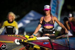 Sam moments before her heat, we must remember that none of this would be possible without her - JP Aloha Classic 2013 photo copyright Si Crowther / AWT http://americanwindsurfingtour.com/ taken at  and featuring the  class