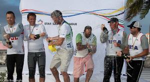 Nassau, Bahamas 7 dec 2013
Star Sailors League Finals
Prize giving: 1st place: Robert ScheidtBRA-Bruno Prada BRA, 2nd place Mateusz Kusznierewicz POL-Dominik Zycki POL, 3th place Mark Mendelblatt USA-Brian Fatih USA
Photo: Â©SSL/Carlo Borlenghi photo copyright Carlo Borlenghi http://www.carloborlenghi.com taken at  and featuring the  class