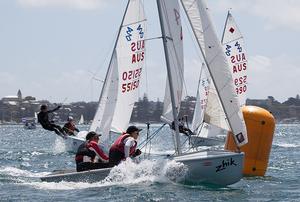 Local Skipper, Monique Angeleri, rounds he top mark. - International 420 Australian Championship photo copyright  Alex McKinnon Photography http://www.alexmckinnonphotography.com taken at  and featuring the  class