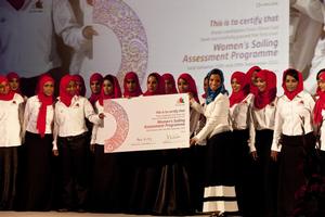  10th October 2011. Oman. Muscat .The launch of the Oman Sail ``Womens Sailing Program``. Head of Media and marketing Salma Al Hashmi presents the 30 women with their certificate photo copyright Oman Sail taken at  and featuring the  class