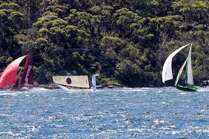 yandoo heads south on the spinnaker run - 3-Buoys Challenge Series 2013 photo copyright Frank Quealey /Australian 18 Footers League http://www.18footers.com.au taken at  and featuring the  class