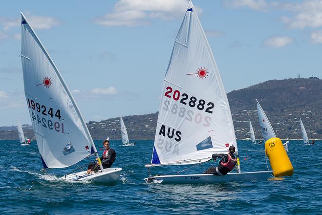 John Jagger (199244) rounding the windward mark behind Brad Utting (202882) © Guido Brandt