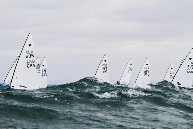 Part of the fleet over some of that Port Phillip chop. - OK Dinghy Interdominion Championship ©  Alex McKinnon Photography http://www.alexmckinnonphotography.com