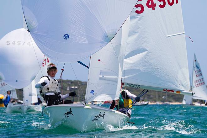 James Hodgson and Klaus Lorenz on, Rockstar, currently in fourth place. - 420 Australian Championships ©  Alex McKinnon Photography http://www.alexmckinnonphotography.com