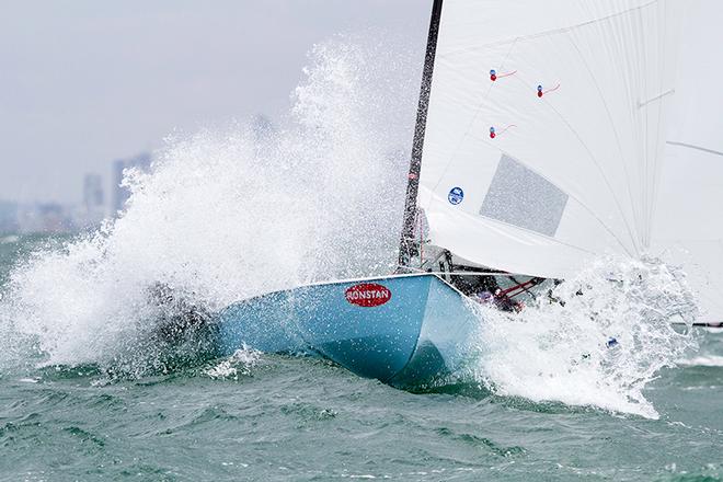 Nigel Mannering makes a real splash of it. - OK Dinghy Interdominion Championship ©  Alex McKinnon Photography http://www.alexmckinnonphotography.com