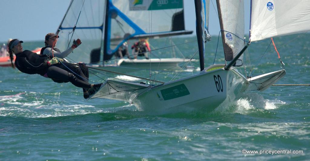 49erFX AST Team Olivia Price and Eliza Solly lead the regatta after 5 races Day 1 © David Price