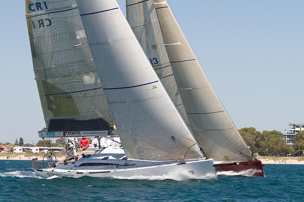 On the third windward leg, Optimus Prime came from behind to pass Charlotte to leeward. - Cockburn Sound Regatta photo copyright Bernie Kaaks taken at  and featuring the  class