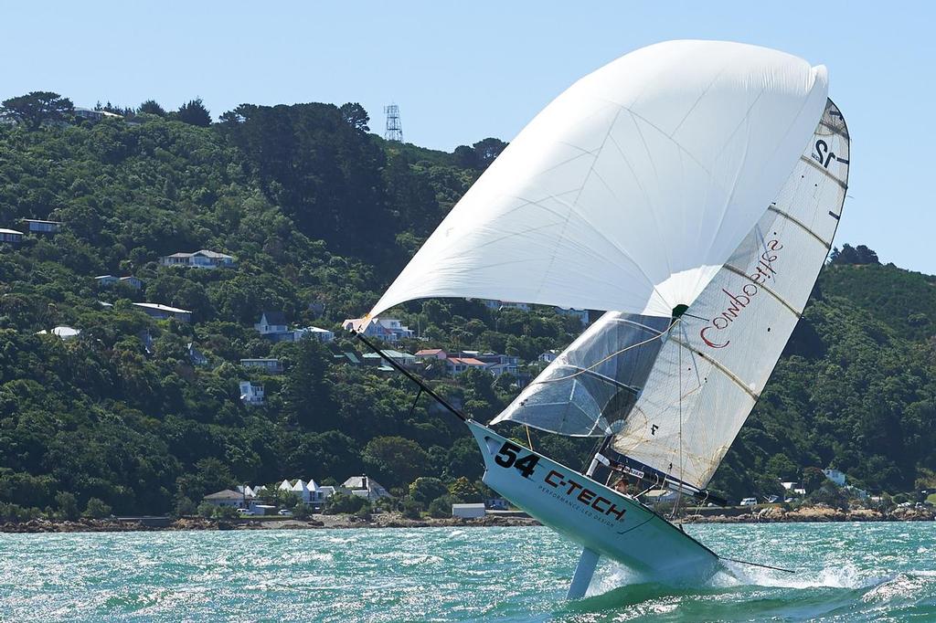 Alex Vallings and Fraser Brown look skywards in the 2014 12ft Skiff Interdominions photo copyright Garrick Cameron http://www.studio5.co.nz/ taken at  and featuring the  class