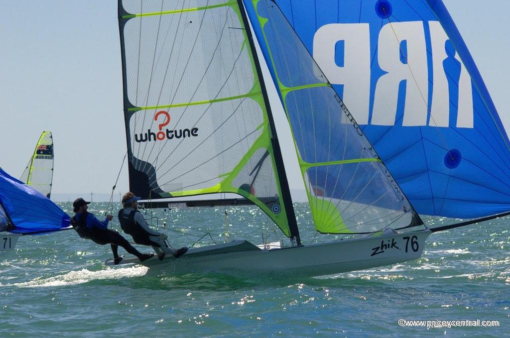 Steven Thomas & Jasper Warren (WA) lead the 49ers at Brighton - Zhik 2013-14 Australian 9er Championships © David Price