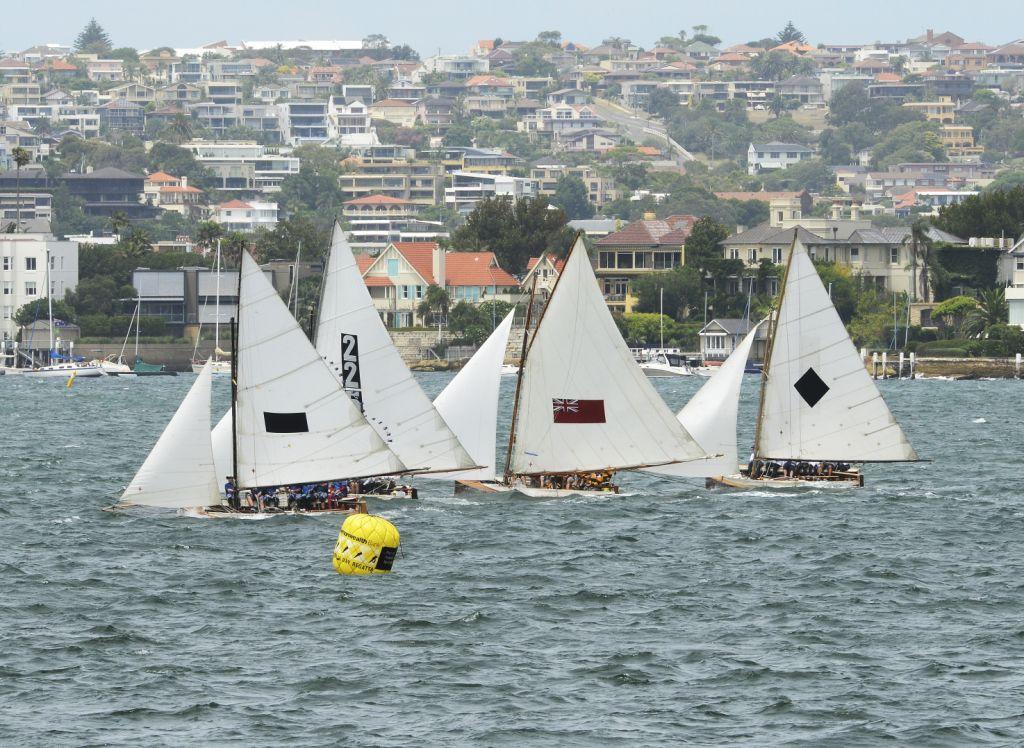 Historical skiffs made a spectacular sight on Australia Day. Photo John Jeremy - Australia Day Regatta 2014 photo copyright John Jeremy http://www.sasc.com.au taken at  and featuring the  class