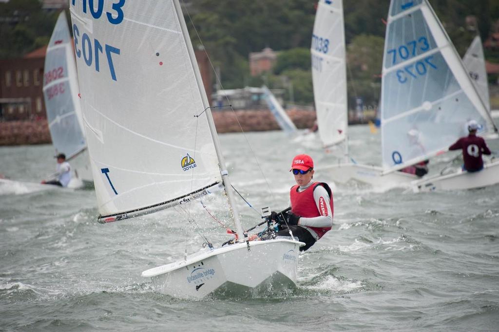 Port Dalrymple Sailing Club member Joshua Harriss, siailing Guided Missile,  finished 5th overall in the Sabot 50th championship in Sydney.  Photo Sabot Association. - Sabot 50th championship photo copyright Sabot Association taken at  and featuring the  class