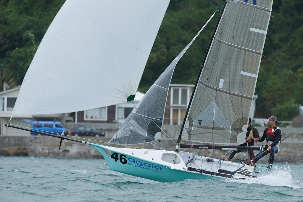 Glen Armstrong and Roger Barnes 12ft Skiff Interdominions, Day 4, Worser Bay, Wellington, NZ © Garrick Cameron http://www.studio5.co.nz/