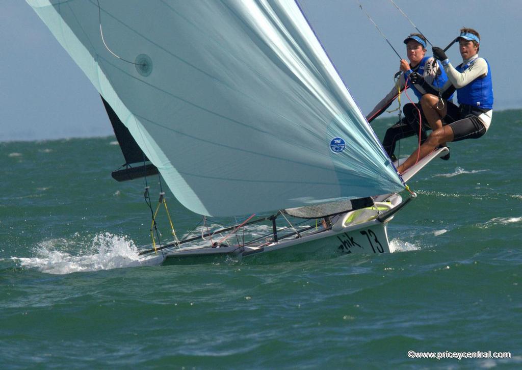 Vangurad 49erFX All Male Team Harry Price and Angus Williams NSW after gybing on way to finish © David Price