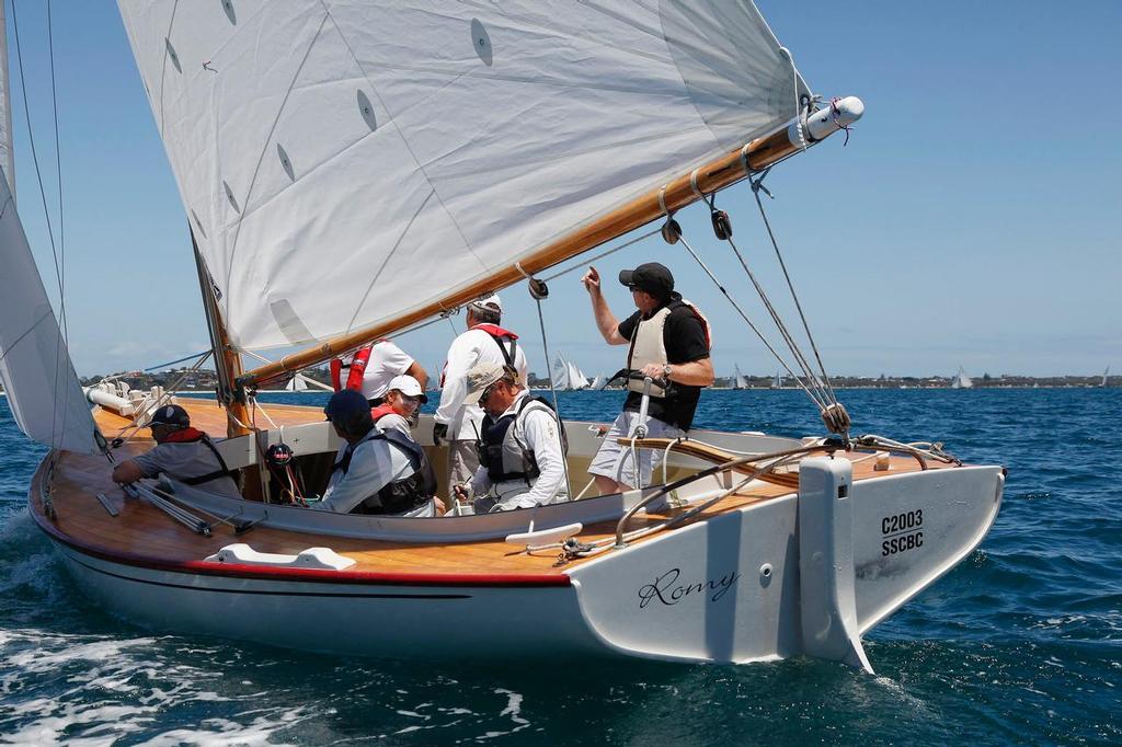 Nigel Abbot on the tiller of Romy. ©  Alex McKinnon Photography http://www.alexmckinnonphotography.com