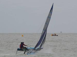 Peter Dunk and Kirsten Thomas deal with the tricky conditions - Mosquito Australian National Titles 2013/14 photo copyright Maeve Southall taken at  and featuring the  class