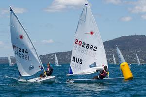 John Jagger (199244) rounding the windward mark behind Brad Utting (202882) photo copyright Guido Brandt taken at  and featuring the  class