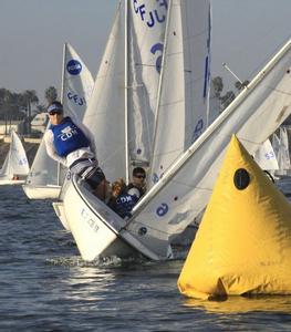 Corona del Mar roll-tacks to round the windward mark  - 29th Annual Rose Bowl Regatta 2013 photo copyright Rich Roberts taken at  and featuring the  class